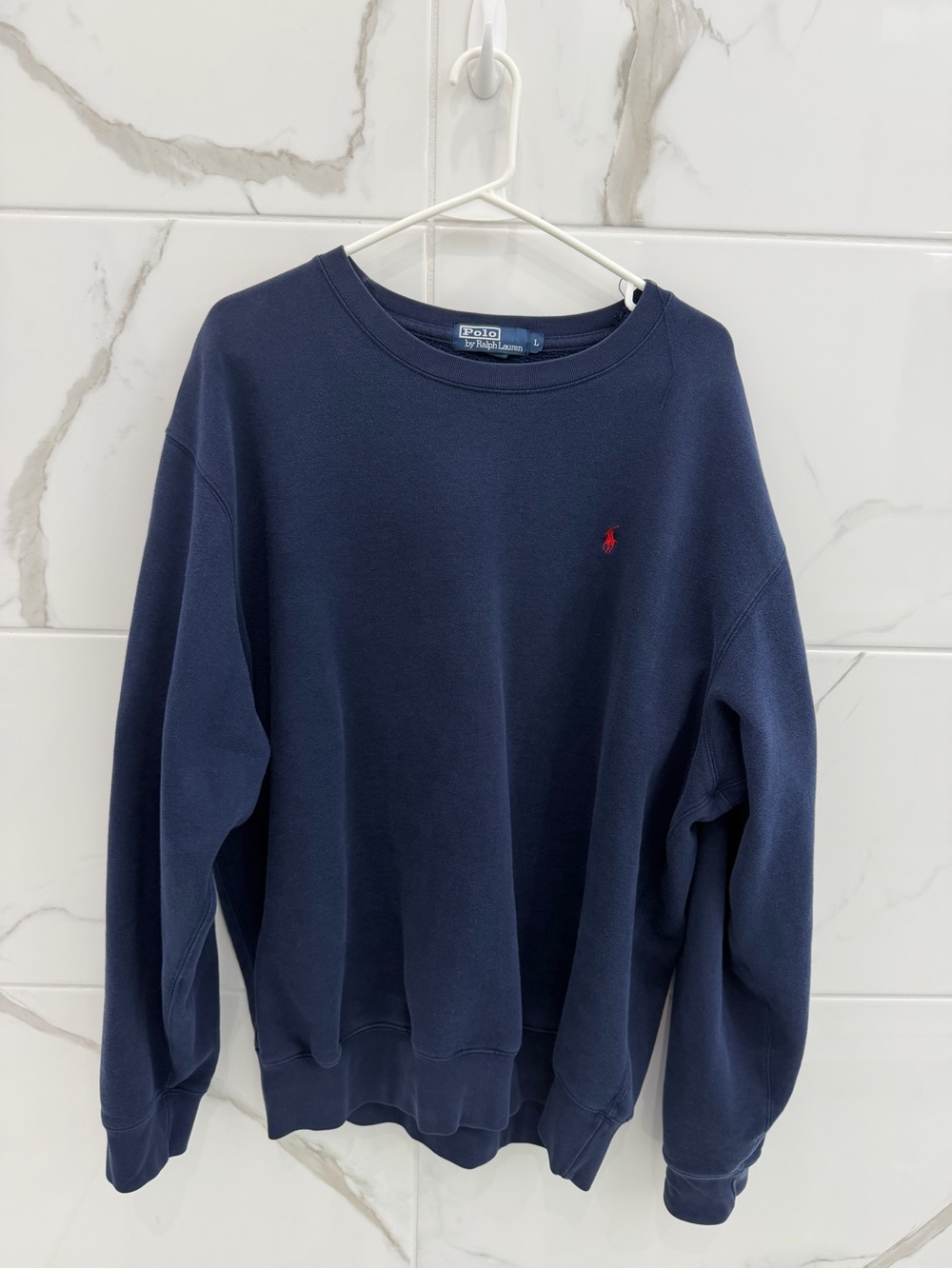 Ralph Lauren Navy Crewneck Sweatshirt with Red Pony